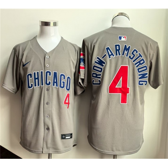 Men's Chicago Cubs #4 Pete Crow-Armstrong Gray Limited Stitched Baseball Jersey