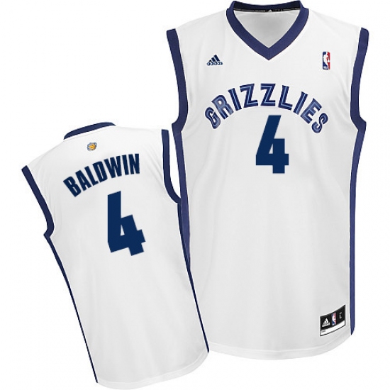 Men's Adidas Memphis Grizzlies #4 Wade Baldwin Swingman White Home NBA Jersey - Ujersey