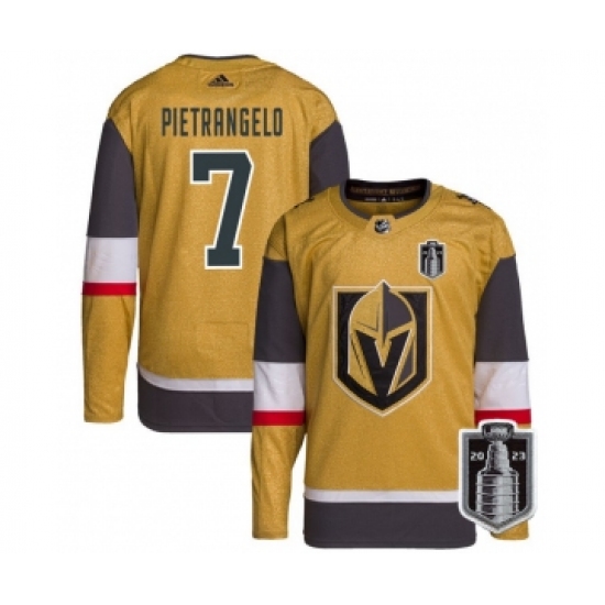 Men's Vegas Golden Knights #7 Alex Pietrangelo Gold 2023 Stanley Cup Final Stitched Jersey - Ujersey