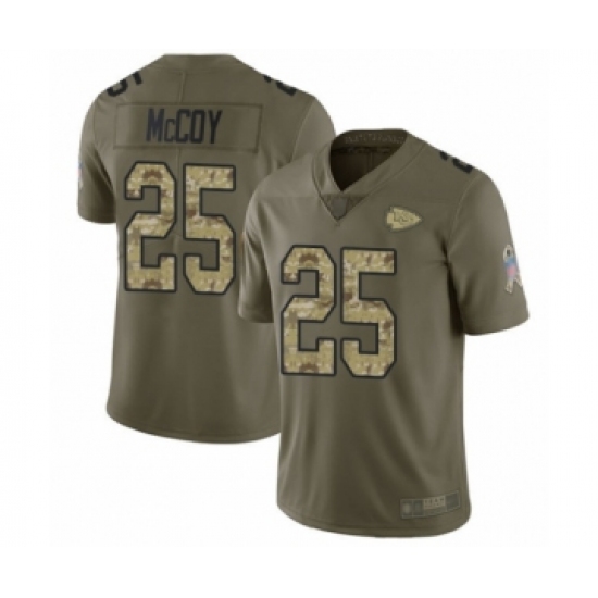 Youth Kansas City Chiefs #25 LeSean McCoy Limited Olive Camo 2017 Salute to Service Football Jersey - Ujersey