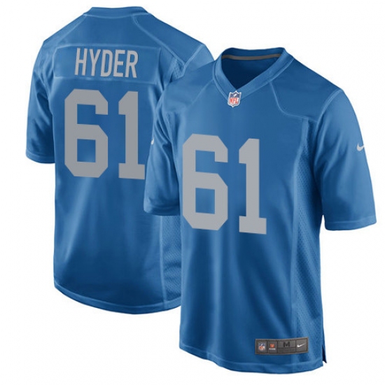Men's Nike Detroit Lions #61 Kerry Hyder Game Blue Alternate NFL Jersey - Ujersey