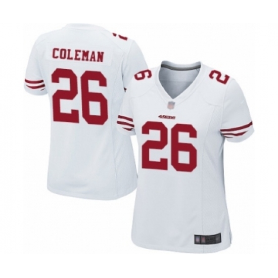 Women's San Francisco 49ers #26 Tevin Coleman Game White Football Jersey - Ujersey