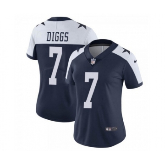 Women's Dallas Cowboys #7 Trevon Diggs Navy White Thanksgiving Limited Stitched Jersey(Run Small) - Ujersey