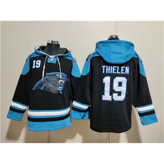 Men's Carolina Panthers #19 Adam Thielen Black Ageless Must-Have Lace-Up Pullover Hoodie - Ujersey
