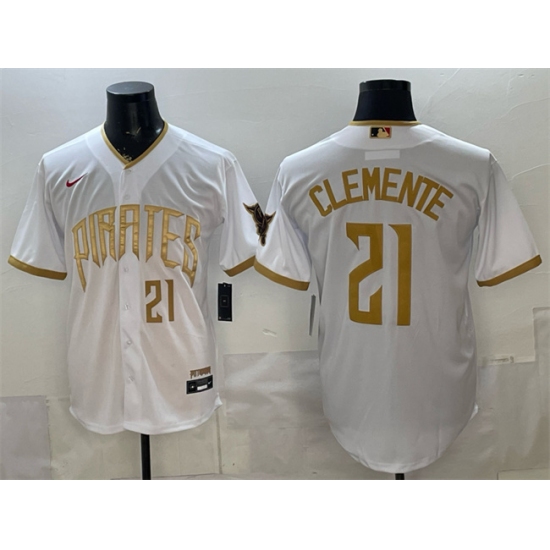 Men's Pittsburgh Pirates #21 Roberto Clemente White 2026 City Connect Stadium Stitched Baseball Jersey - Ujersey