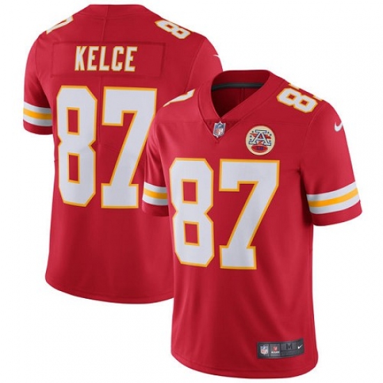Youth Nike Kansas City Chiefs #87 Travis Kelce Red Team Color Vapor Untouchable Limited Player NFL Jersey - Ujersey