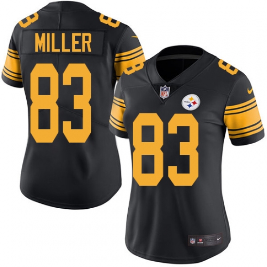 Women's Nike Pittsburgh Steelers #83 Heath Miller Limited Black Rush Vapor Untouchable NFL Jersey - Ujersey