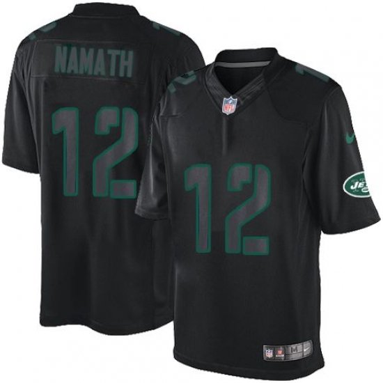 Men's Nike New York Jets #12 Joe Namath Limited Black Impact NFL Jersey - Ujersey