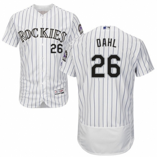 Men's Majestic Colorado Rockies #26 David Dahl White Home Flex Base Authentic Collection MLB Jersey