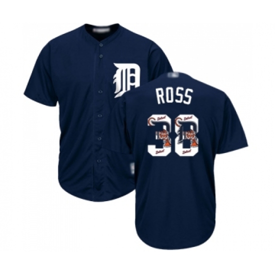 Men's Detroit Tigers #38 Tyson Ross Authentic Navy Blue Team Logo Fashion Cool Base Baseball Jersey - Ujersey