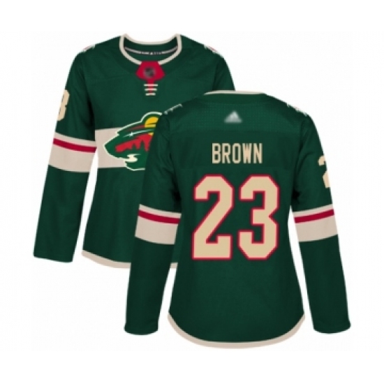Women's Minnesota Wild #23 J.T. Brown Authentic Green Home Hockey Jersey - Ujersey