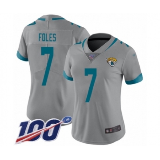 Women's Nike Jacksonville Jaguars #7 Nick Foles Silver Inverted Legend Limited 100th Season NFL Jersey - Ujersey