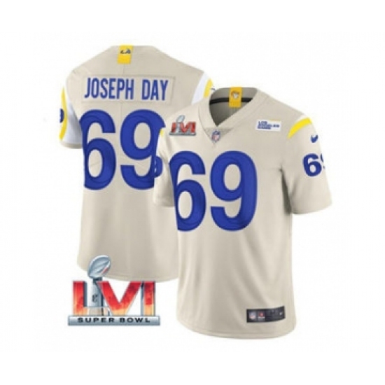 Men's Los Angeles Rams #69 Sebastian Joseph-Day Bone 2022 Super Bowl LVI Vapor Limited Stitched Jersey - Ujersey