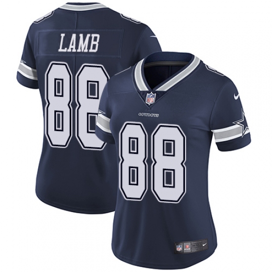 Women's Dallas Cowboys #88 CeeDee Lamb Navy Blue Team Color Stitched Vapor Untouchable Limited Jersey - Ujersey