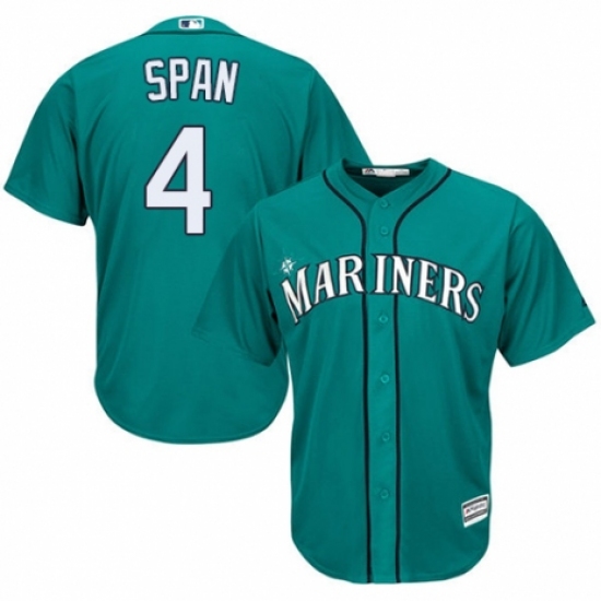 Men's Majestic Seattle Mariners #4 Denard Span Replica Teal Green Alternate Cool Base MLB Jersey - Ujersey