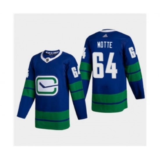 Men's Vancouver Canucks #64 Tyler Motte 2020-21 Authentic Player Alternate Stitched Hockey Jersey Blue - Ujersey