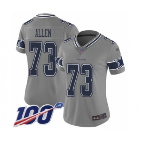 Women's Dallas Cowboys #73 Larry Allen Limited Gray Inverted Legend 100th Season Football Jersey - Ujersey
