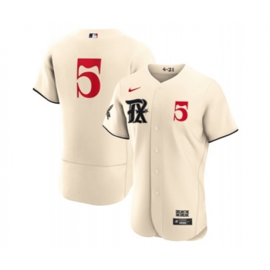 Men's Texas Rangers #5 Corey Seager Cream 2023 City Connect Flex Base Stitched Baseball Jersey - Ujersey