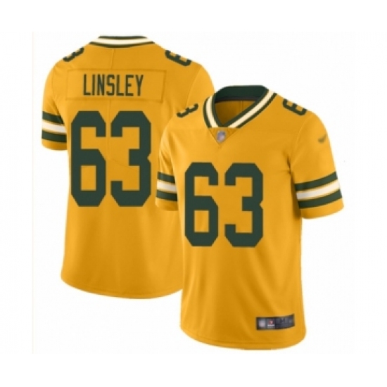 Men's Green Bay Packers #63 Corey Linsley Limited Gold Inverted Legend Football Jersey - Ujersey