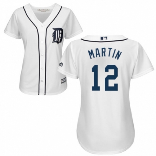 Women's Majestic Detroit Tigers #12 Leonys Martin Replica White Home Cool Base MLB Jersey - Ujersey