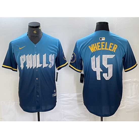 Men's Philadelphia Phillies #45 Zack Wheeler Blue 2024 City Cool Base Stitched Jersey - Ujersey