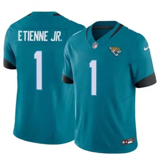 Youth Jacksonville Jaguars #1 Travis Etienne JR Teal 2024 F U S E Prowler Throwback Vapor Limited Stitched Football Jersey - Ujersey