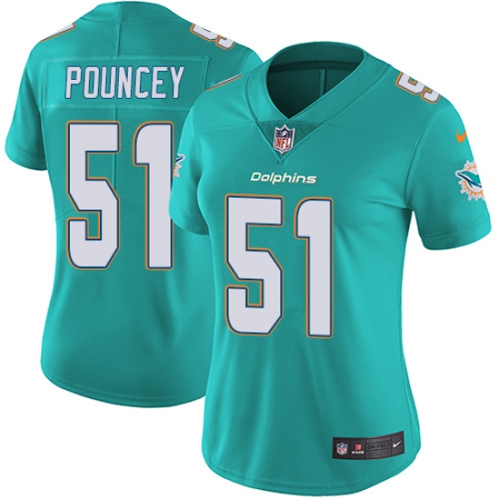 Women's Nike Miami Dolphins #51 Mike Pouncey Elite Aqua Green Team Color NFL Jersey - Ujersey