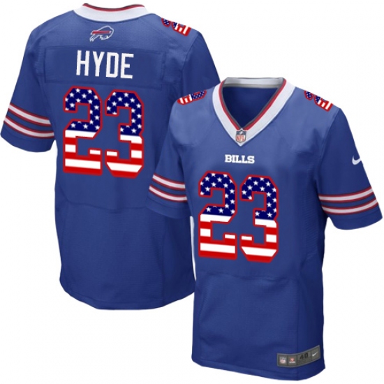 Men's Nike Buffalo Bills #23 Micah Hyde Elite Royal Blue Home USA Flag Fashion NFL Jersey - ujerseystore