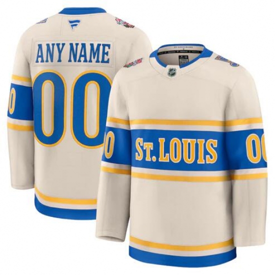 Men's St. Louis Blues Active Player Custom Cream 2024-25 Winter Classic Stitched Hockey Jersey - Ujersey