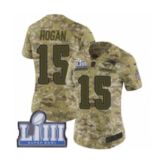 Women's Nike New England Patriots #15 Chris Hogan Limited Camo 2018 Salute to Service Super Bowl LIII Bound NFL Jersey - Ujersey