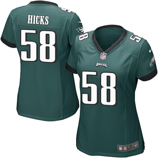 Women's Nike Philadelphia Eagles #58 Jordan Hicks Game Midnight Green Team Color NFL Jersey - Ujersey