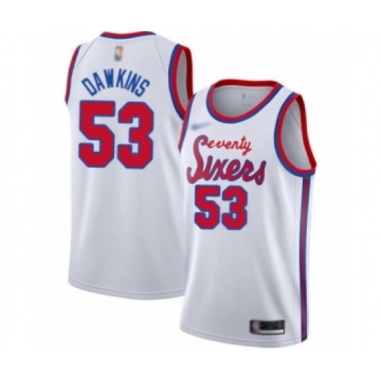 Men's Philadelphia 76ers #53 Darryl Dawkins Authentic White Hardwood Classics Basketball Jersey - Ujersey