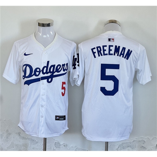 Men's Los Angeles Dodgers #5 Freddie Freeman White Home Limited Stitched Baseball Jersey - Ujersey