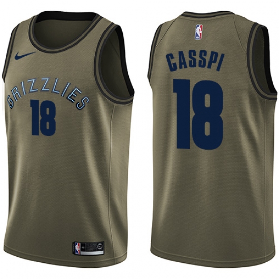 Men's Nike Memphis Grizzlies #18 Omri Casspi Swingman Green Salute to Service NBA Jersey - Ujersey