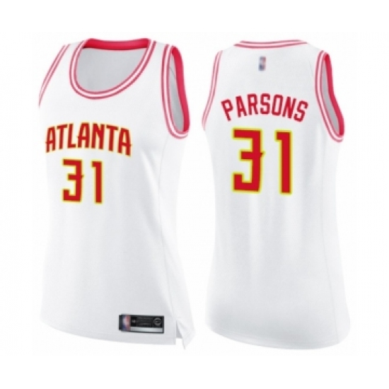 Women's Atlanta Hawks #31 Chandler Parsons Swingman White Pink Fashion Basketball Jersey - Ujersey