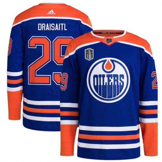 Men's Edmonton Oilers #29 Leon Draisaitl Royal 2024 Stanley Cup Final Stitched Jersey - Ujersey