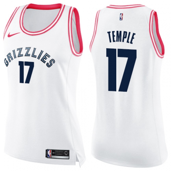 Women's Nike Memphis Grizzlies #17 Garrett Temple Swingman White Pink Fashion NBA Jersey - Ujersey