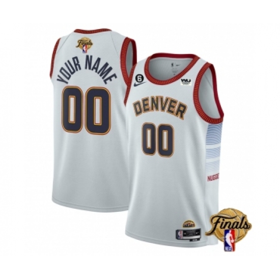 Men's Denver Nuggets Active Player Custom White 2023 Finals Icon Edition Stitched Basketball Jersey - Ujersey