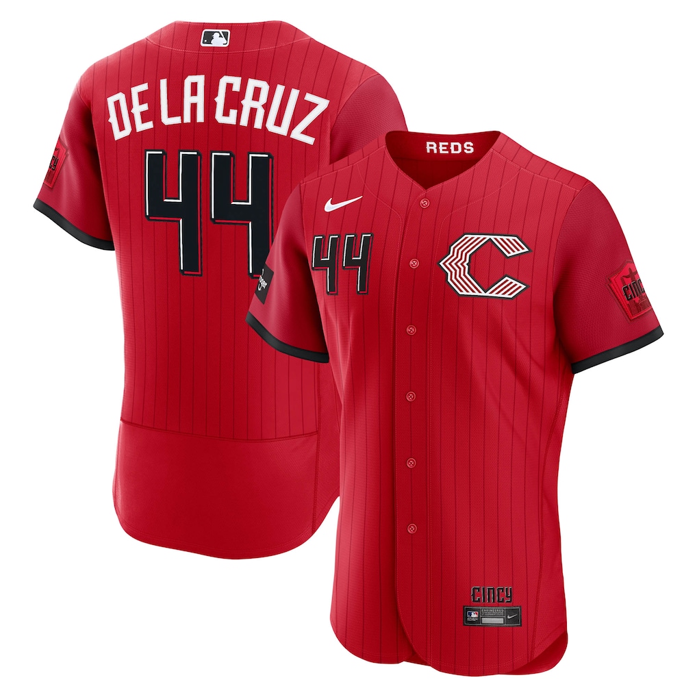 Men's Cincinnati Reds Elly De La Cruz Nike Red 2026 City Connect Authentic Sponsor Patch Jersey - SUjersey01