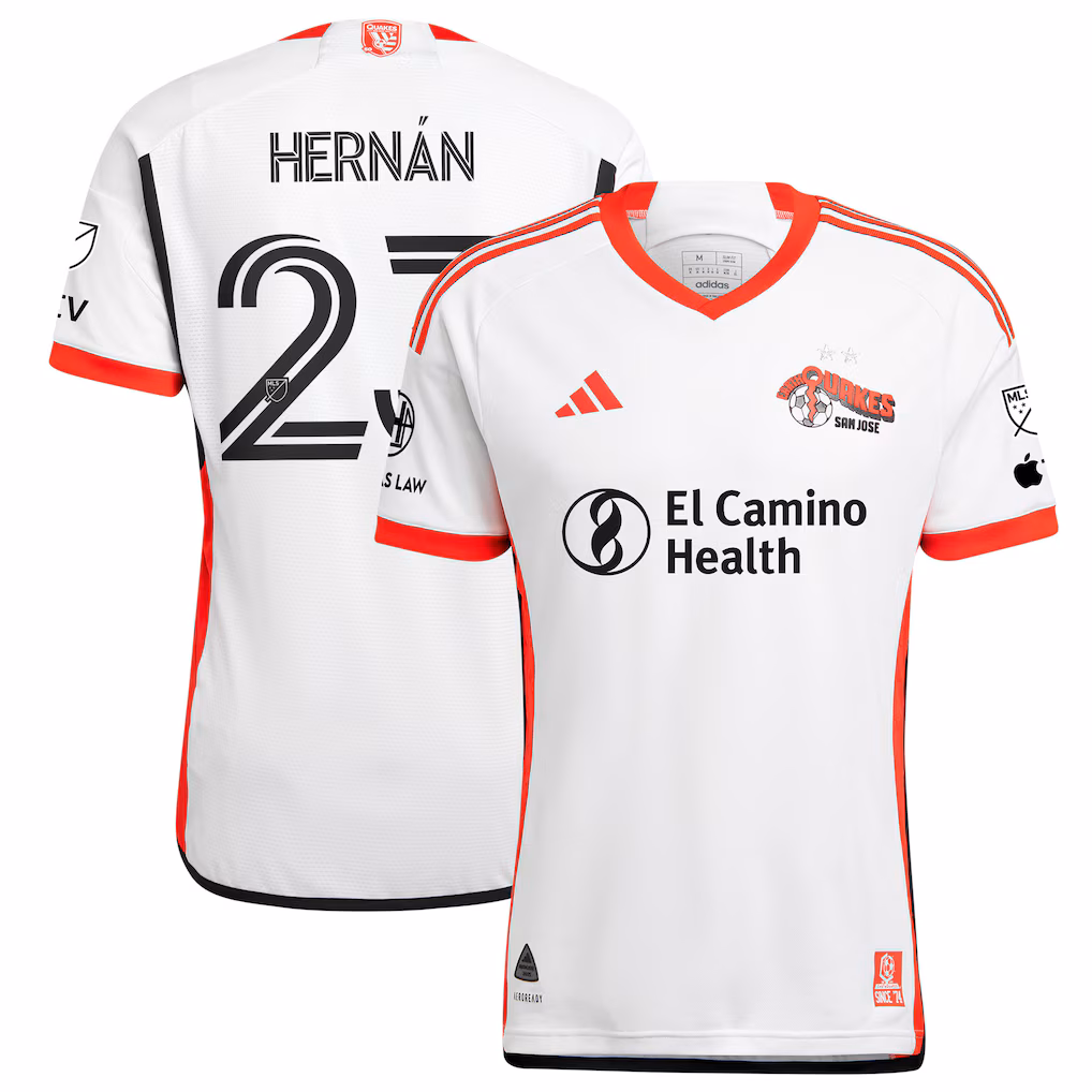 Men's San Jose Earthquakes Hernán López adidas White 2025 The 50 Kit Authentic Player Jersey - Ujersey NHL