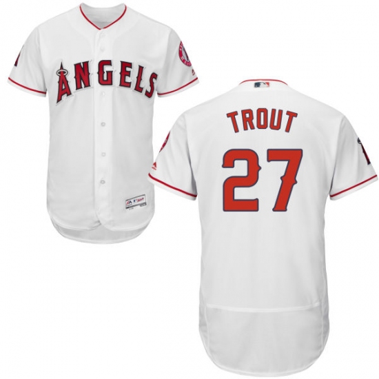 Men's Majestic Los Angeles Angels of Anaheim #27 Mike Trout White Home Flex Base Authentic Collection MLB Jersey - Ujersey