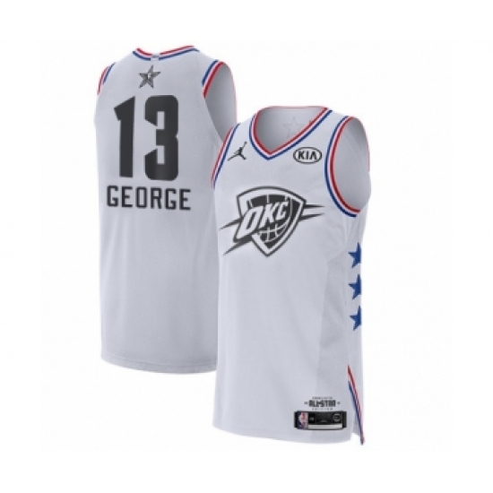 Men's Jordan Oklahoma City Thunder #13 Paul George Authentic White 2019 All-Star Game Basketball Jersey - Ujersey