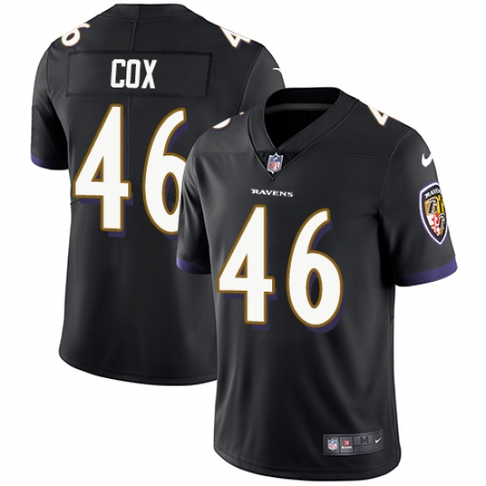 Men's Nike Baltimore Ravens #46 Morgan Cox Black Alternate Vapor Untouchable Limited Player NFL Jersey - Ujersey