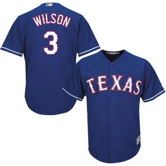 Youth Majestic Texas Rangers #3 Russell Wilson Replica Royal Blue Alternate 2 Cool Base MLB Jersey - Ujersey