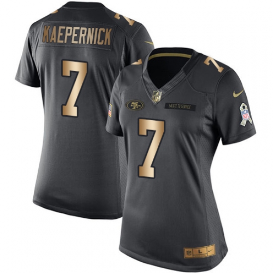 Women's Nike San Francisco 49ers #7 Colin Kaepernick Limited Black/Gold Salute to Service NFL Jersey - Ujersey