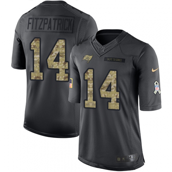 Men's Nike Tampa Bay Buccaneers #14 Ryan Fitzpatrick Limited Black 2016 Salute to Service NFL Jersey - Ujersey