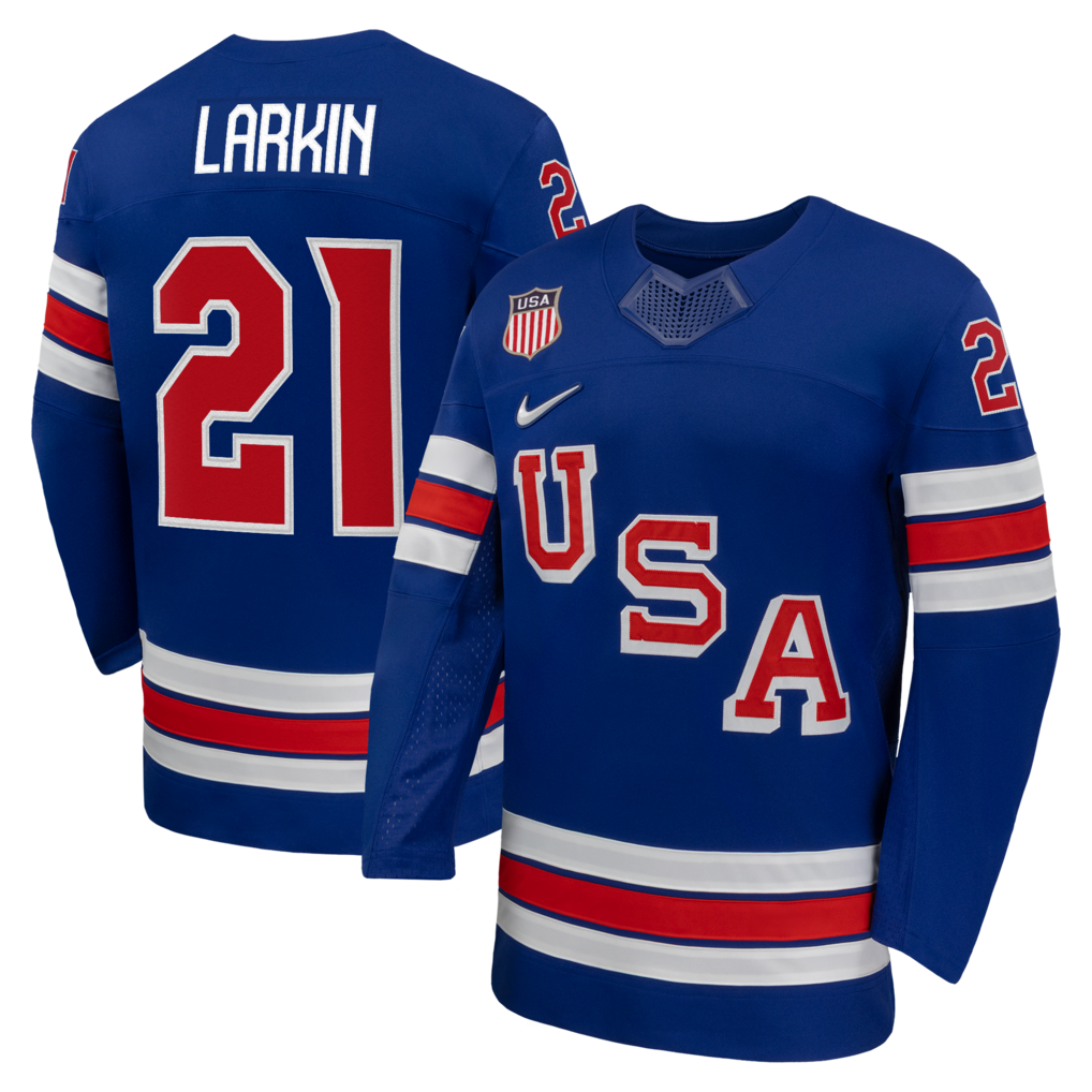 Men's Dylan Larkin Nike Royal US Hockey 2026 Home Replica Jersey