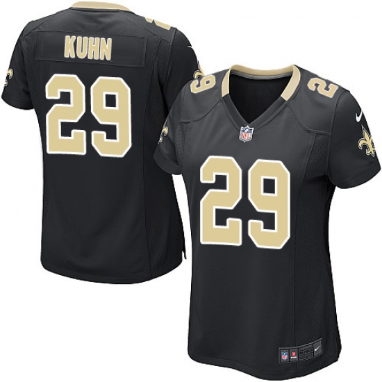 Women's Nike New Orleans Saints #29 John Kuhn Game Black Team Color NFL Jersey - Ujersey