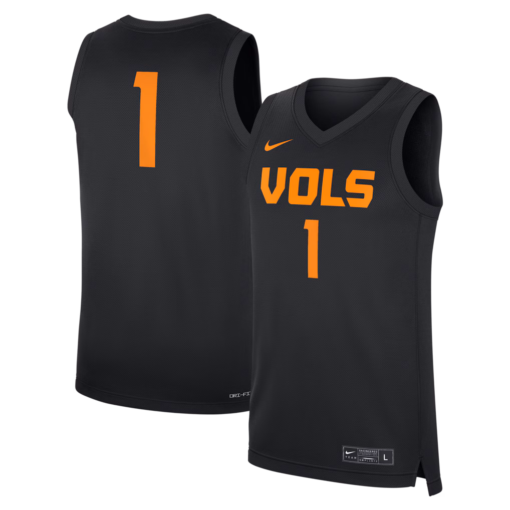 Men's Nike Black Tennessee Volunteers #1 Replica Basketball Jersey
