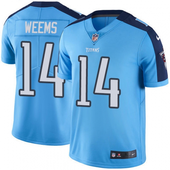 Men's Nike Tennessee Titans #14 Eric Weems Elite Light Blue Rush Vapor Untouchable NFL Jersey - Ujersey